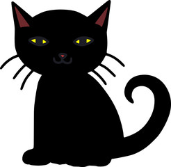 Cute Black Cat Halloween Vector Illustration