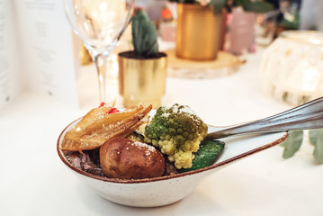 Small individual side dish of roasted vegetables
