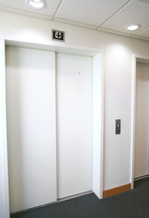 elevators with door closed inside the office building