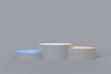 Empty winners podium with first, second and third place for award ceremony 3D Illustration