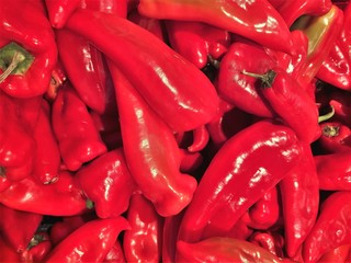 many red peppers at the market