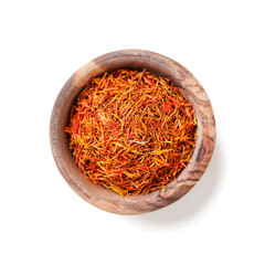 Fototapeta premium Dried saffron spice isolated on white background.
