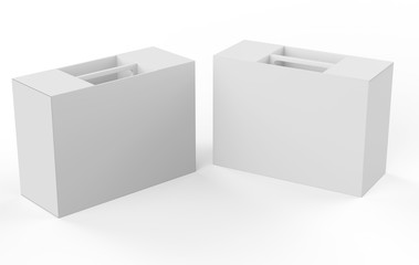 Cardboard Fast Food Box, Packaging For Lunch, Chinese Food. On White Background Isolated. 