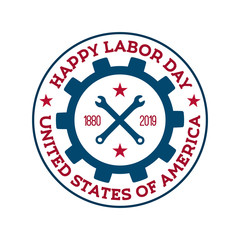 Happy Labor Day vector badge. National US holiday. Design template.