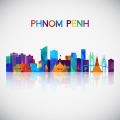 Obraz premium Phnom Penh skyline silhouette in colorful geometric style. Symbol for your design. Vector illustration.