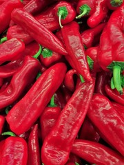 many red peppers at the market