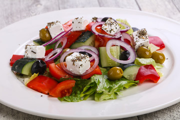 Traditional Greek salad with feta cheese