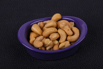 Cashew nuts heap in the bowl