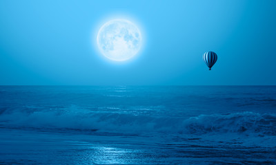 Night sky with moon in the clouds 