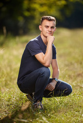 Closeup of a young man outdoor