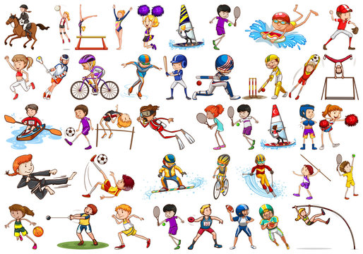 Sport activities by boys, girls, kids, athletes isolated