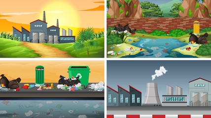 Set of polluted scenes