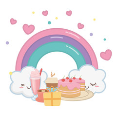 Kawaii rainbow and happy birthday design