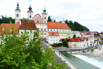 Obraz premium Steyr, Fluss und Stadt in Oberösterreic