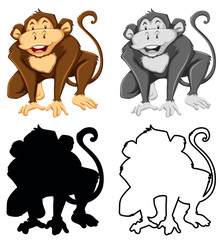 Silhouette, color and outline version