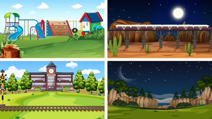 Set of scenes in nature setting