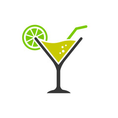 Cocktail glass icon vector. Illustration of cocktail glass with lemon isolated on white background
