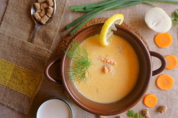 cream salmon soup with cream