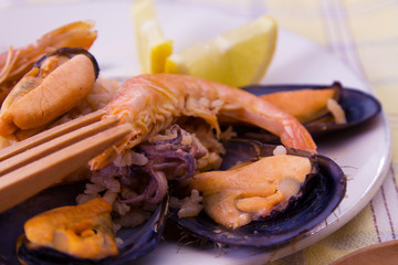 Tasty seafood dish – Paella a la marinera