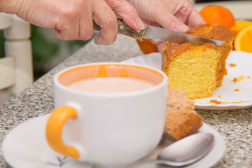 breakfast with coffee and orange juice