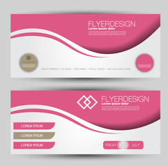 Flyer banner or web header template set. Vector illustration promotion design background. Pink color.