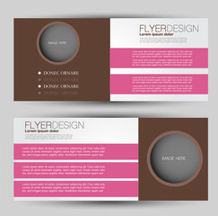 Flyer banner or web header template set. Vector illustration promotion design background. Pink and brown color.