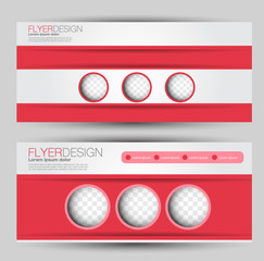 Flyer banner or web header template set. Vector illustration promotion design background. Red color.