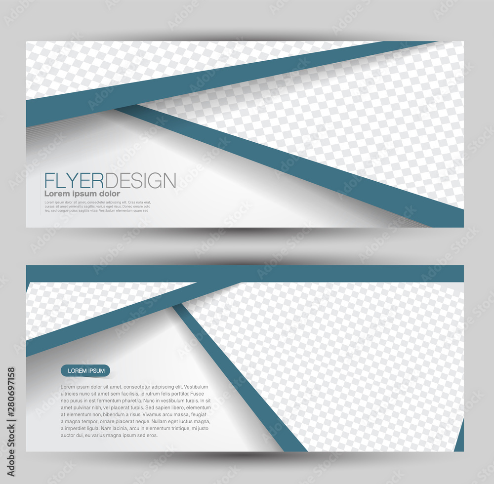 Wall mural horizontal banner or web header template set. vector illustration promotion design background. blue 