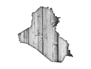 Karte des Irak auf verwittertem Holz