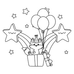 Kawaii fox and happy birthday design