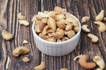 A bowl with cashew nuts	