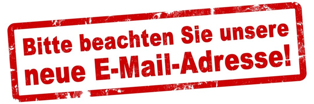 nlsb854 NewLongStampBanner nlsb - german text - Bitte beachten Sie unsere neue E-Mail-Adresse: Stempel / einfach / rot / Vorlage - Seitenverhältnis 3:1 - 3zu1 - new-version - xxl g8189