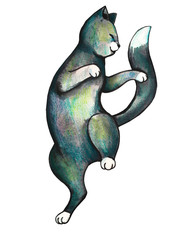 Cat dance. Cute hand drawn cat