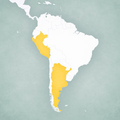 Map of South America - Peru and Argentina