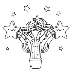 Kawaii of cactus cartoon design
