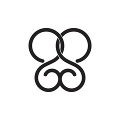 letter s linked loop curve line logo vector