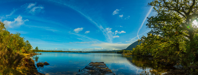 Panoramic view on Muckross lake in the Killarney National park