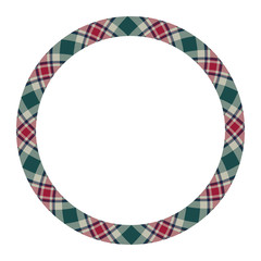 Circle borders and frames vector. Round border pattern geometric vintage frame design. Scottish tartan plaid fabric texture. Template for gift card, collage, scrapbook or photo album and portrait..