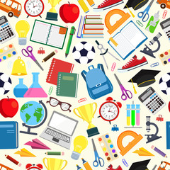 School. Seamless pattern. Back to school. Vector illustration with infinitely repeating elements