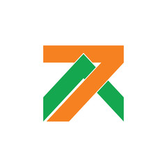 number 7 green mountain geometric logo vector