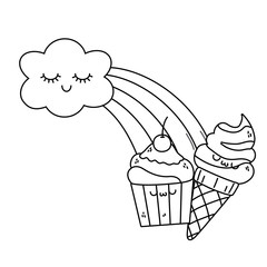 Kawaii of rainbow cartoon design