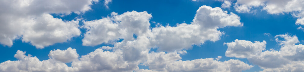 Naklejka na ściany i meble panoramic blue sky panorama with bright louds