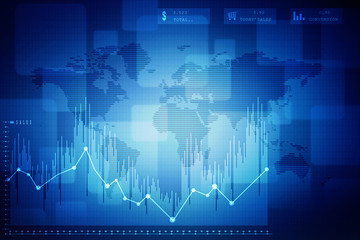 2d rendering Stock market online business concept. business Graph 