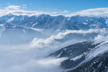 View of the  Alps from the top of Hochzillertal mountain