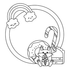 Kawaii of fox cartoon and desserts design