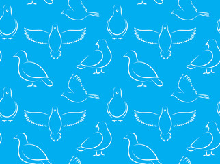 Bird Dove Minimal Outline Cartoon Background Seamless Wallpaper