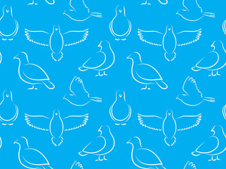 Bird Dove Minimal Outline Cartoon Background Seamless Wallpaper