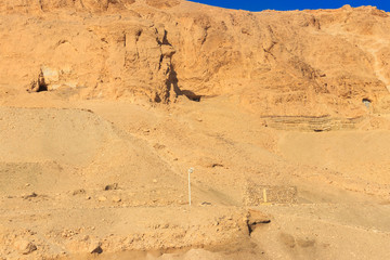 Tombs in mountains near Mortuary Temple of Hatshepsut in Luxor, Egypt