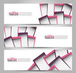 Banner template. Abstract background for design,  business, education, advertisement. Pink and purple color. Vector illustration.
