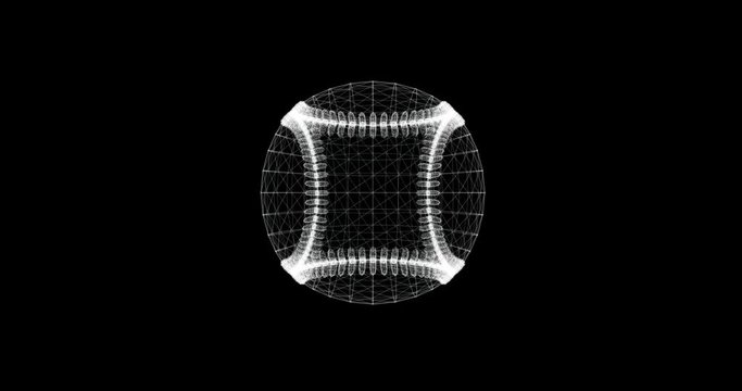 Hologram screen 3d of baseballl ball - loop